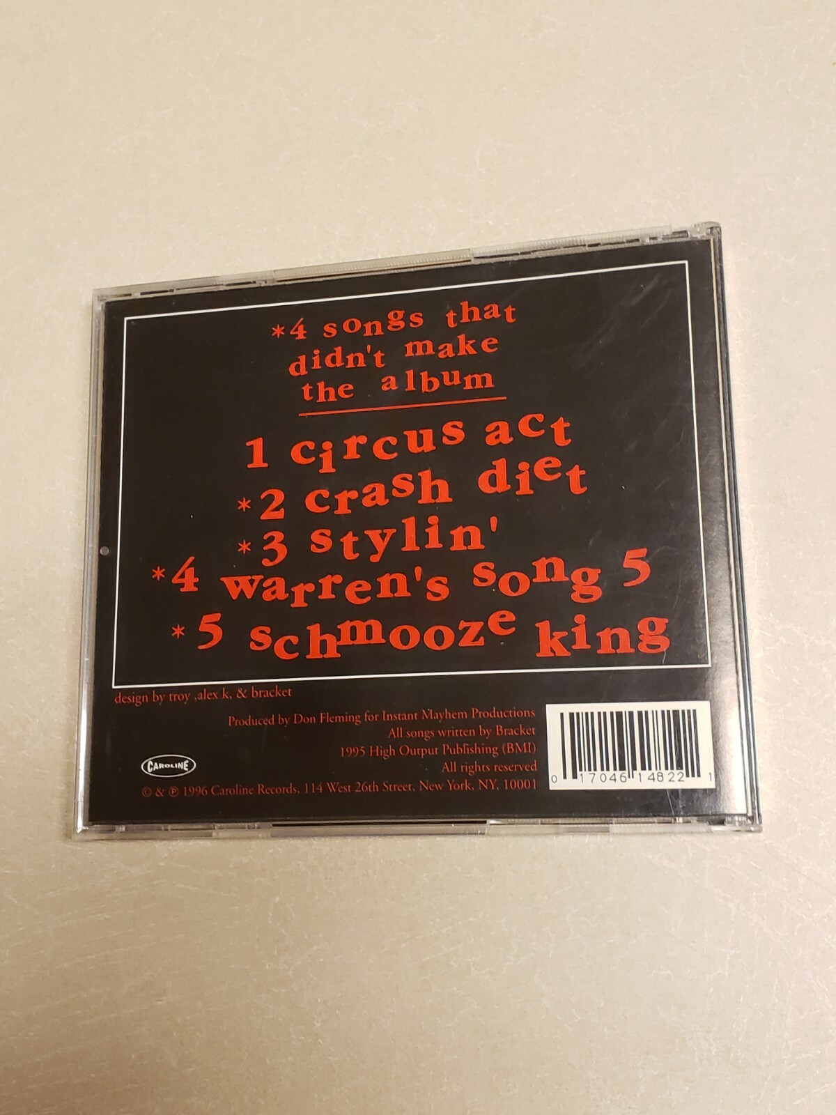 4 Rare Vibes [EP] by Bracket (CD, Apr-1996, Caroline Distribution)