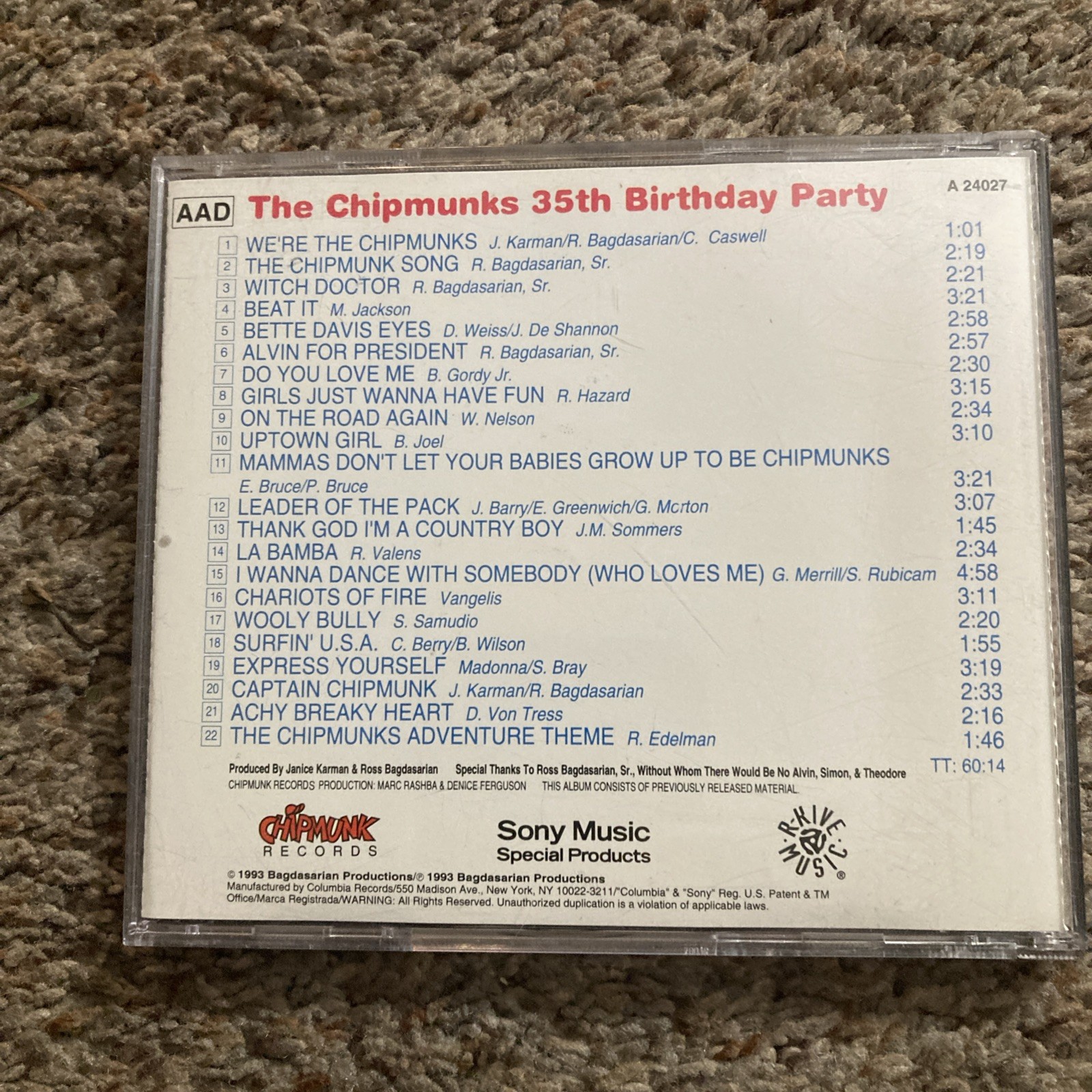 (Make Offer) The Chipmunks – 35th Birthday Party CD 1993 Pop Kids Compilation