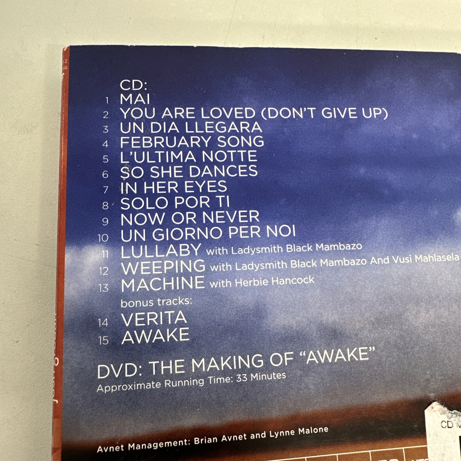 Awake Josh Groban DVD and CD Set Excellent condition 15 Tracks and 33 min DVD ma