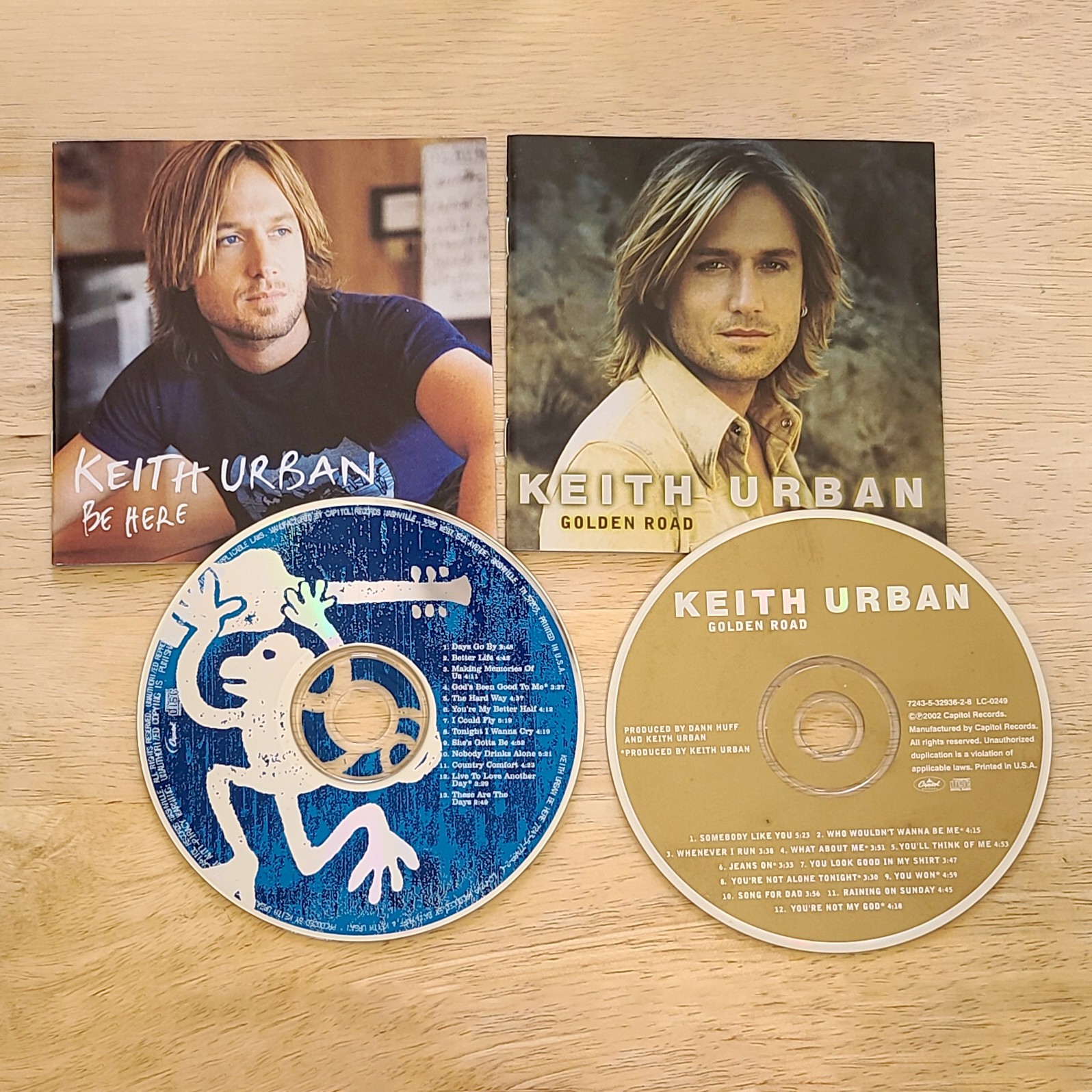 Lot of 2 KEITH URBAN CD's Golden Road (2002) Be Here (2005) Discs & Covers only
