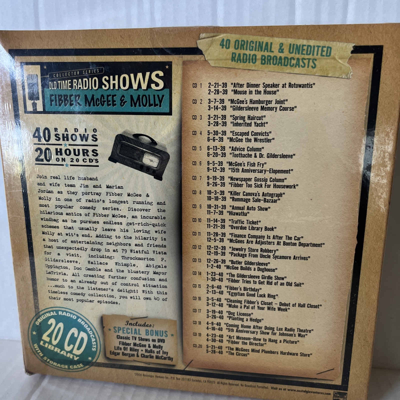 Lot Old Time Radio Shows Collector Series Fibber McGee & Radio Classics (40 CDs)