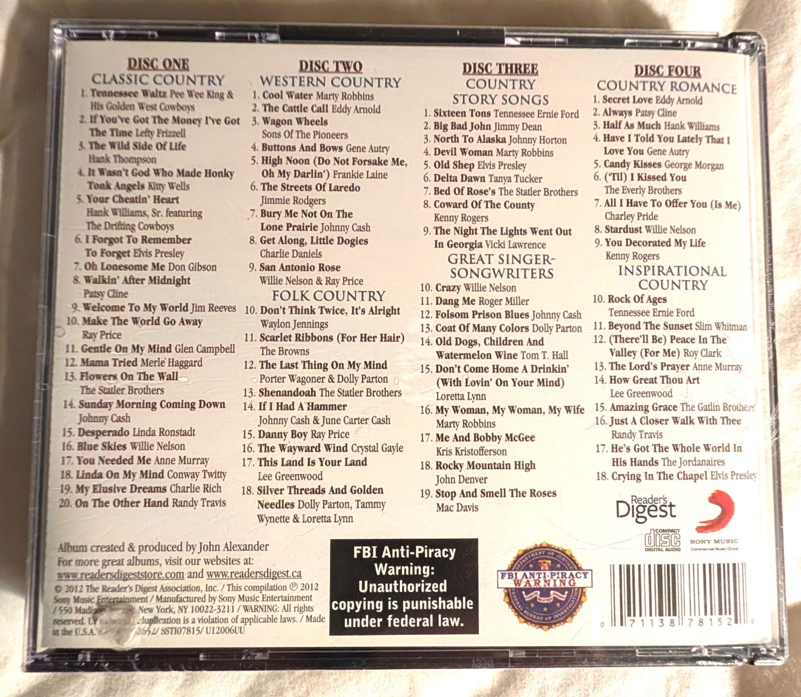 SEALED COUNTRY MUSIC BUNDLE - Two Readers Digest 4-Disc Sets - 8 CDs/155 Tracks