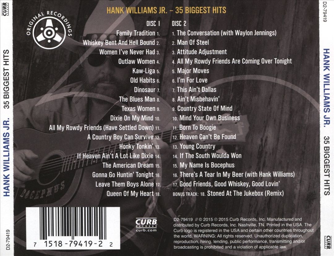 HANK WILLIAMS, JR. - 35 BIGGEST HITS NEW CD