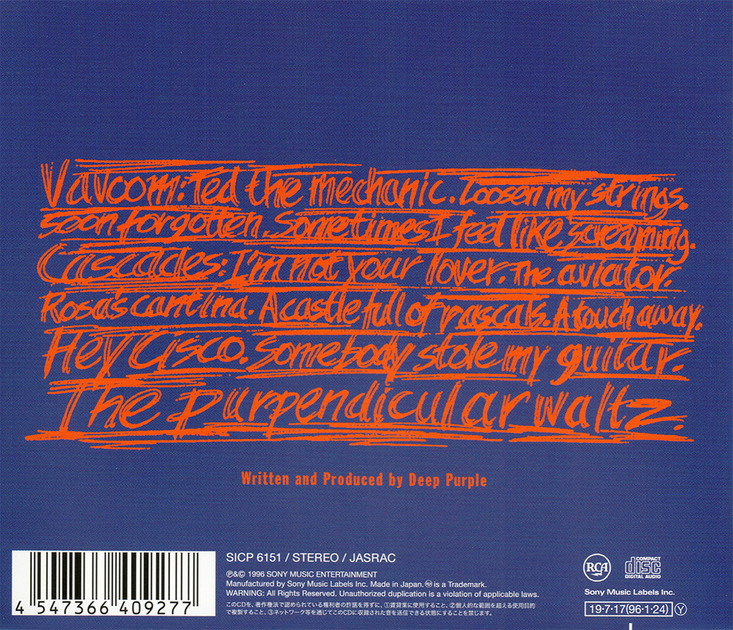 Deep Purple ~ Purpendicular (1996) OBI CD 2019 Sony Music Japan •• NEW ••
