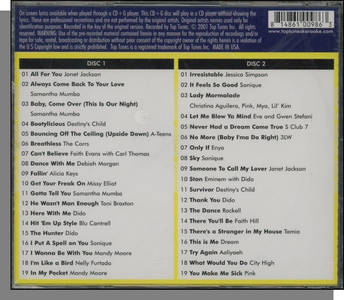 Karaoke CD+G - Gal Pop Vol. 1 - New 38 Song Double CD Set! (Top Tunes Karaoke)