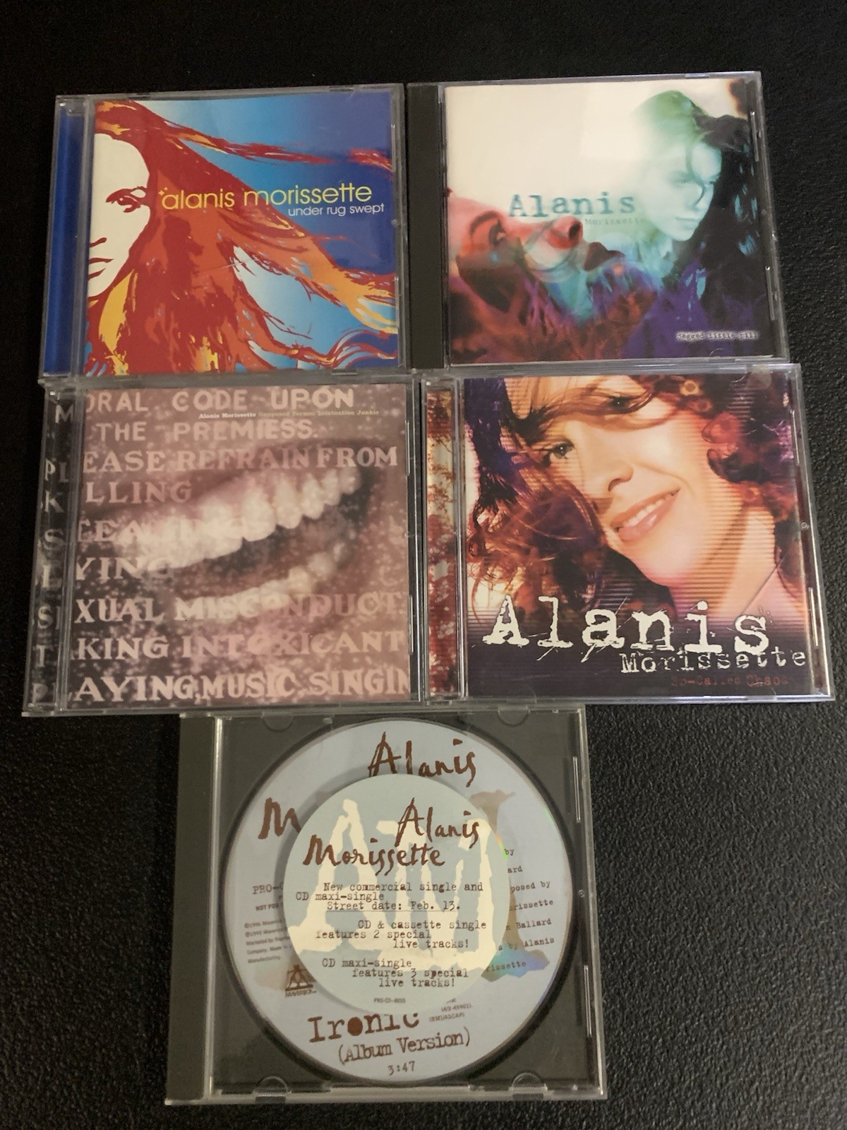 ALANIS MORISSITTE-5 CD Lot With SIGNED Copy Of Under Rug Swept- Ironic AUTOGRAPH