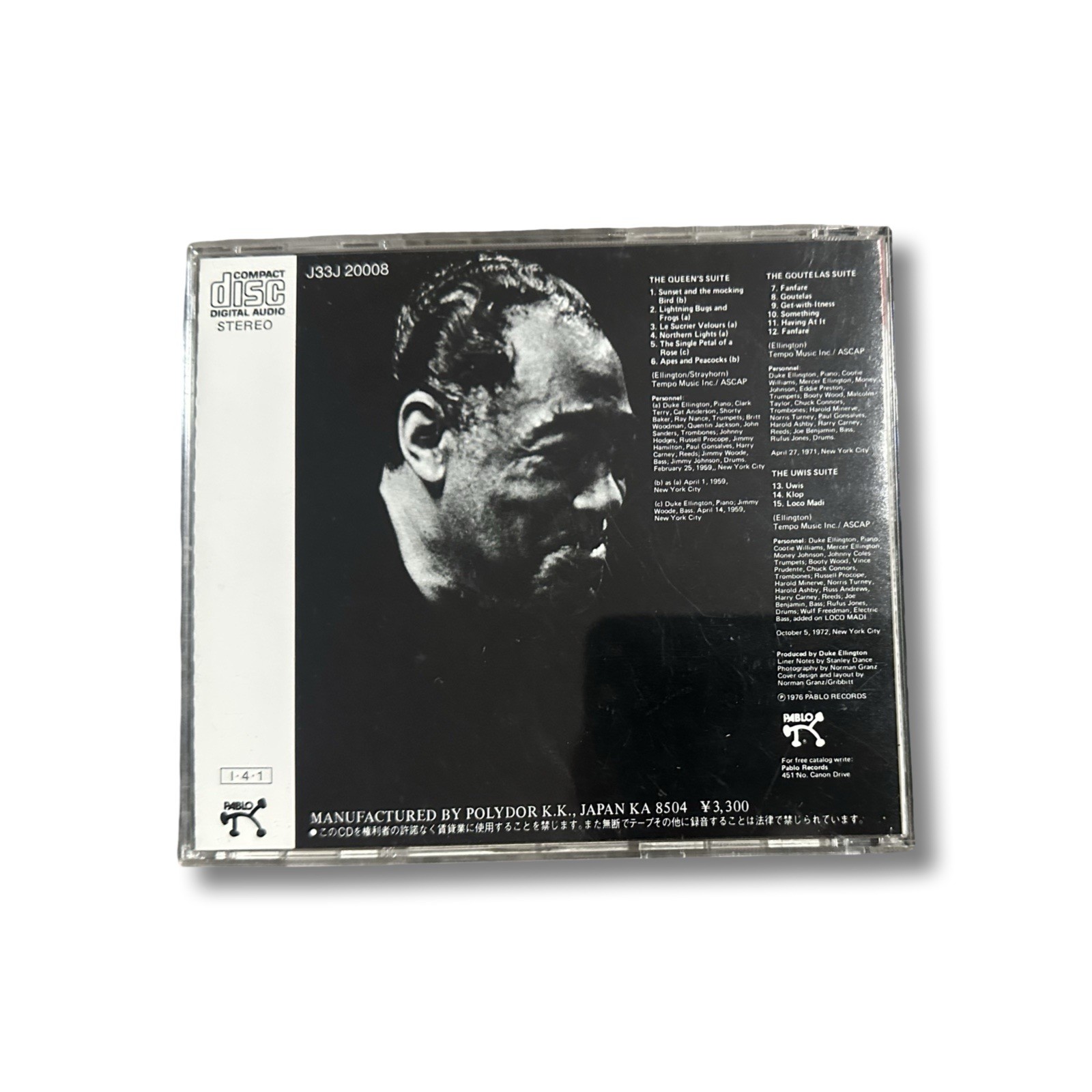 THE DUKE ELLINGTON SUITES 1976 CD (JAPAN) J33J 20008 BY PABLO, POLYDOR Tested