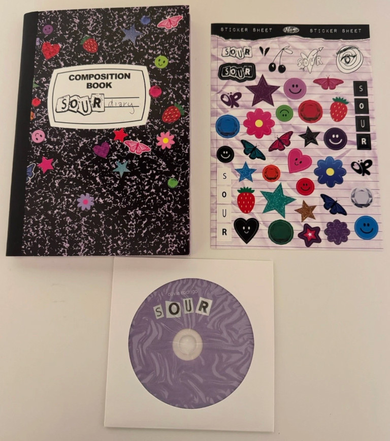Olivia Rodrigo SOUR Anniversary Zine Journal CD Sticker Bundle Sealed New 1 Year