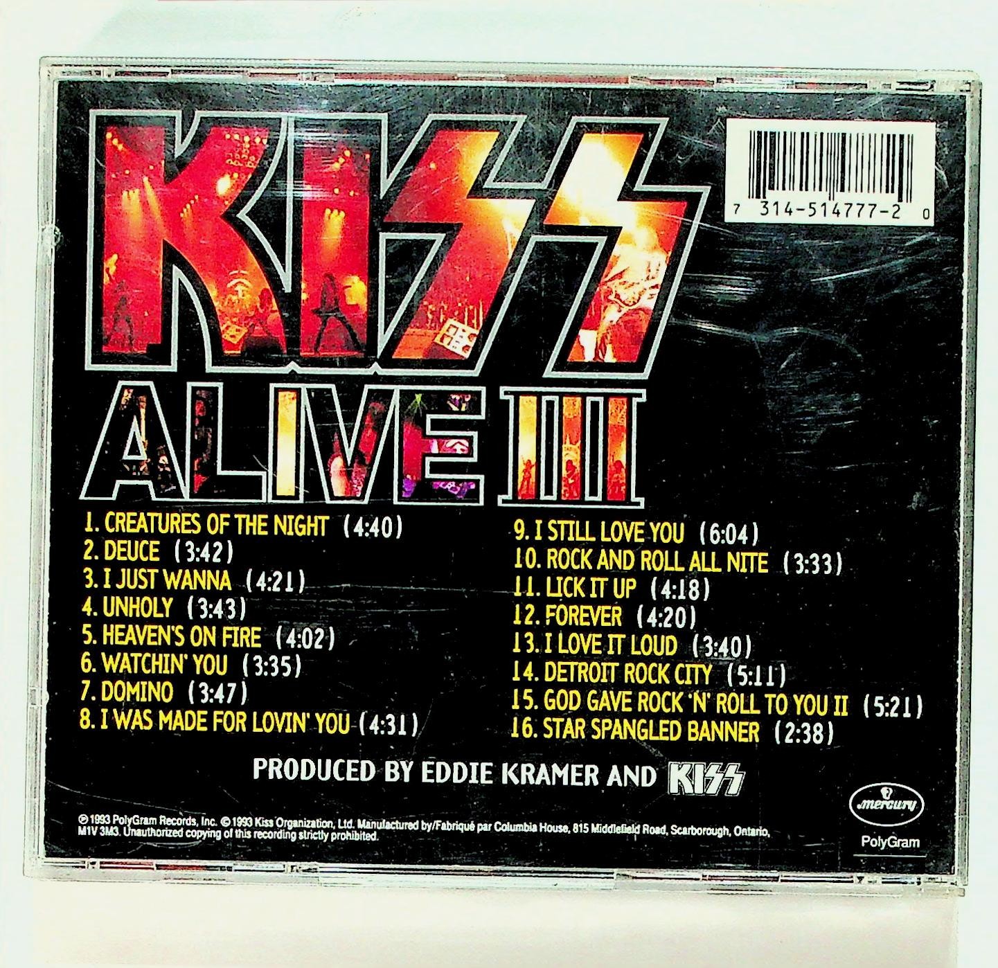 Kiss Alive III CD 1993 CRC Columbia House Club Edition Canada P2-14777