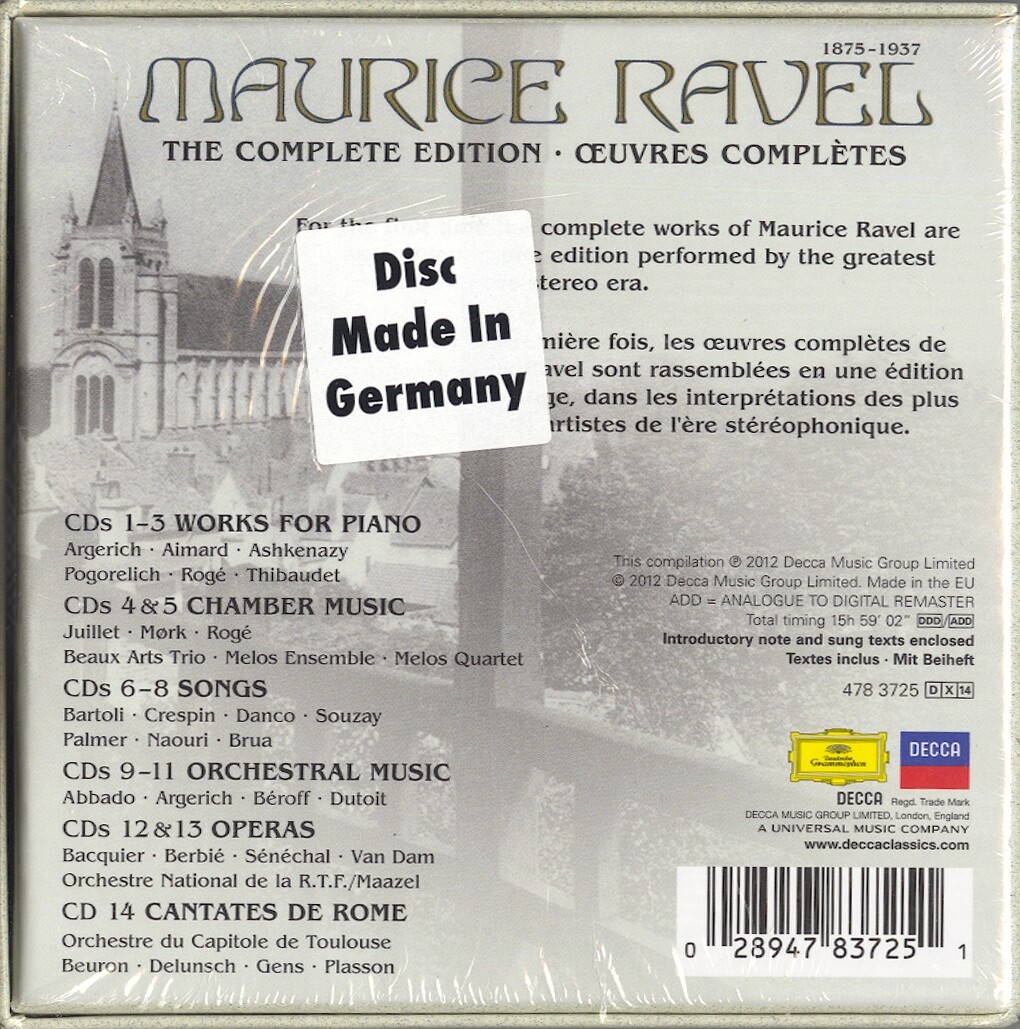 Ravel "The Complete Edition" Variuos Artists, Decca 14 CD Box Set, NEW, SEALED!