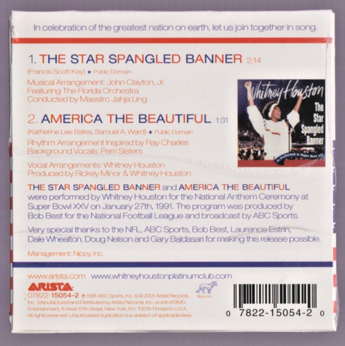 Whitney Houston Star Spangled Banner Single CD Super Bowl XXV 1991 NEW Sealed!