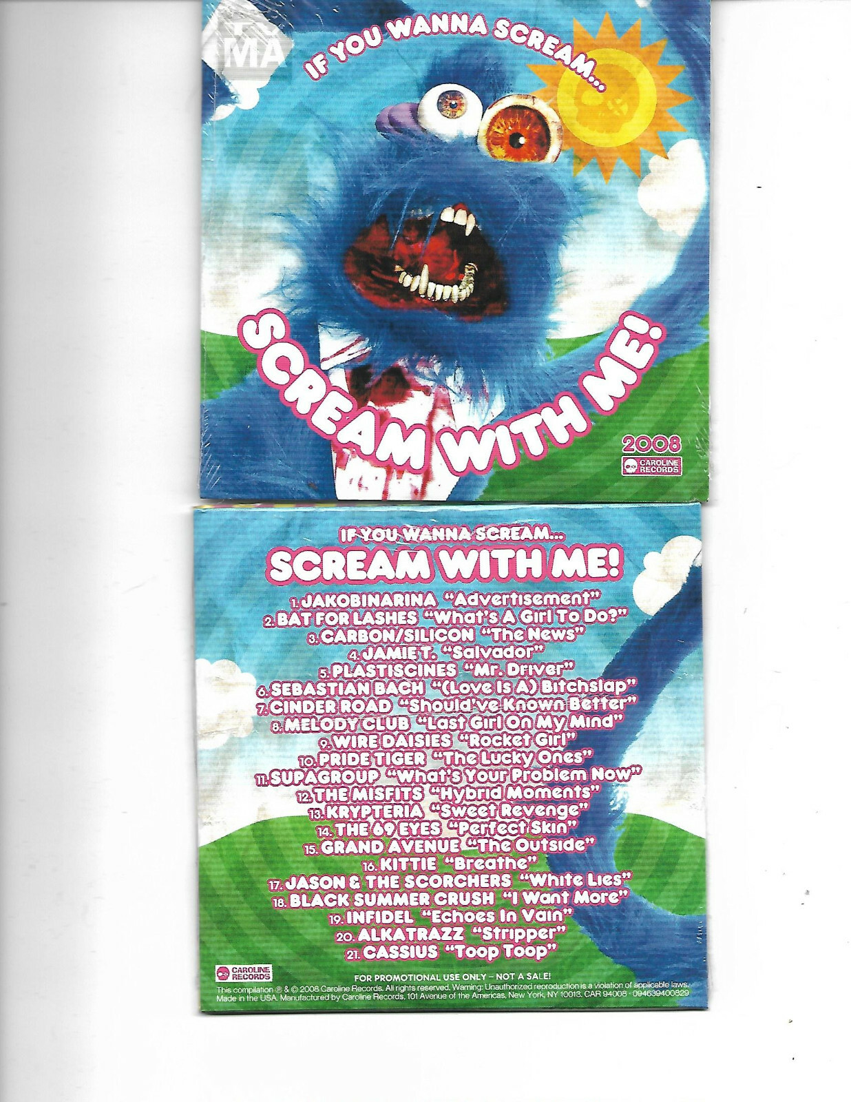 Various Artists- Caroline Records Scream With Me 21-cut Promo CD Sampler w/PS
