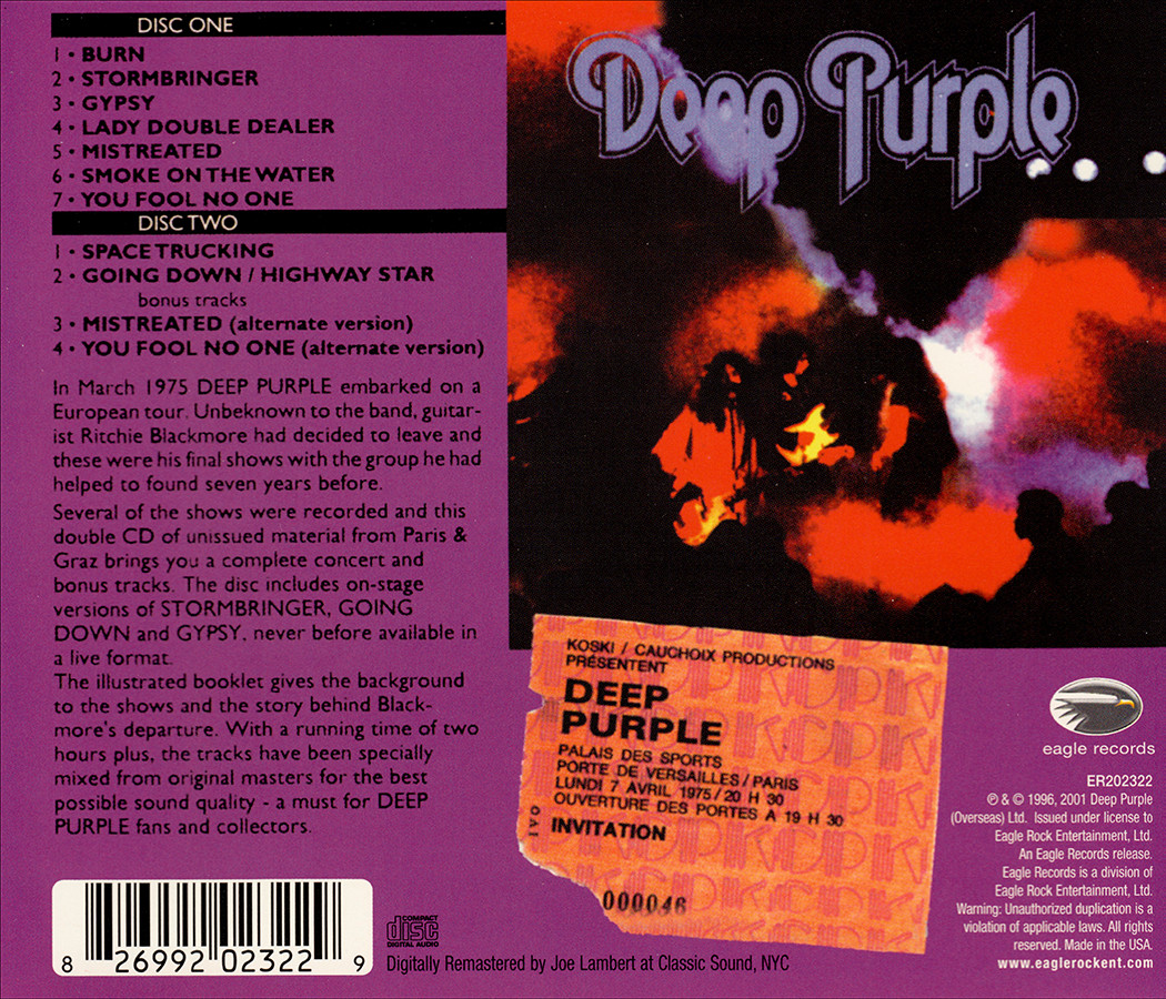 Deep Purple MK III ~ The Final Concerts (1996) CD 2001 Eagle Records •• NEW ••