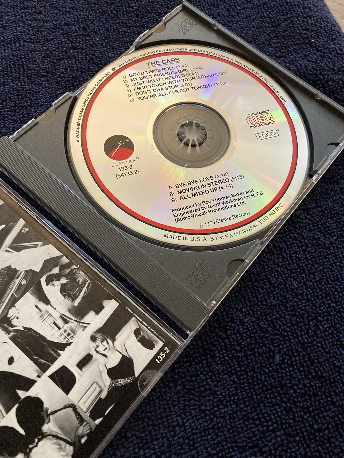 The Cars 1978 CD Elektra Records Debut Rock Elektra Records 135-2 EX Condition!!