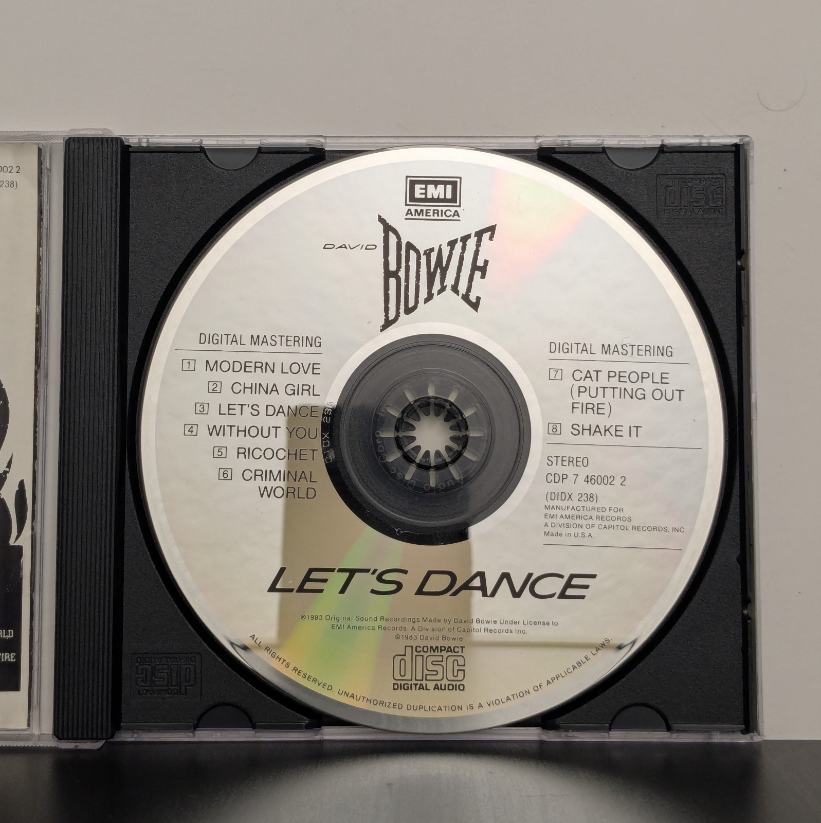 David Bowie Let's Dance 1983 US CD EMI Capitol CDP 7 46002 2