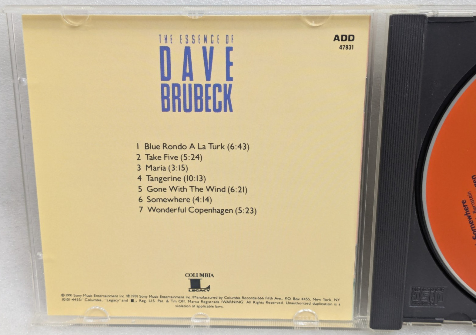 Dave Brubeck Essence of Dave Brubeck (CD, 1991, Sony Music / Columbia Legacy)