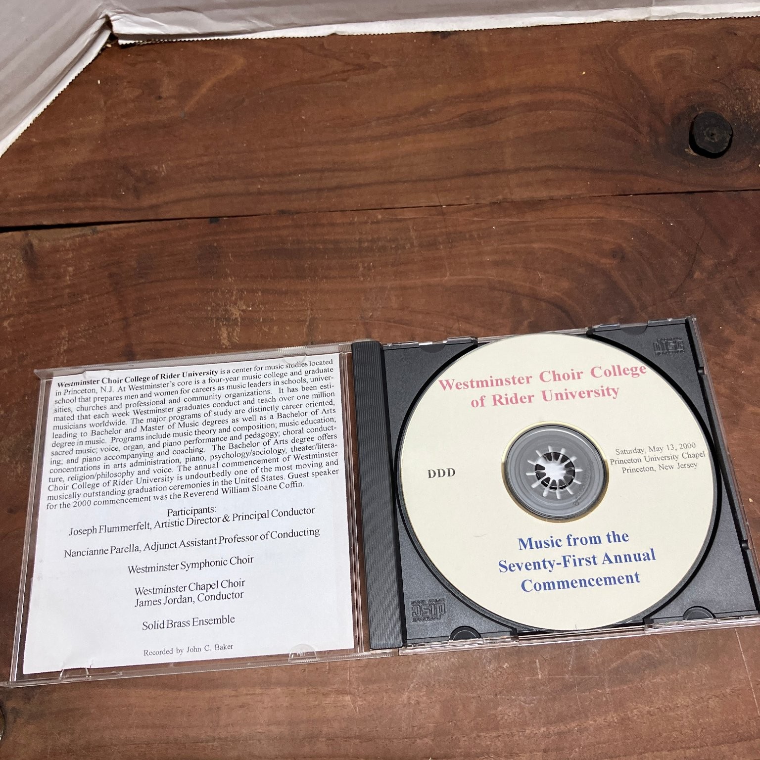 Westminster Choir College Commencement CD 2000 Choral Classical