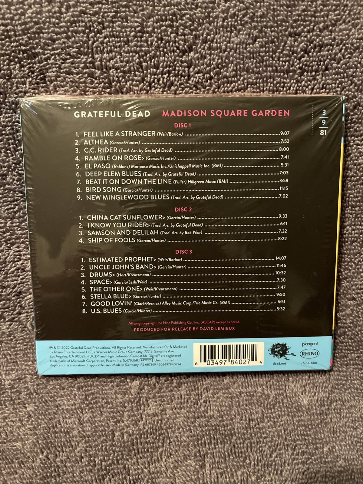 GRATEFUL DEAD 3/9/81 Madison Square Garden 3 CD New MSG Rhino HDCD Hype Sticker