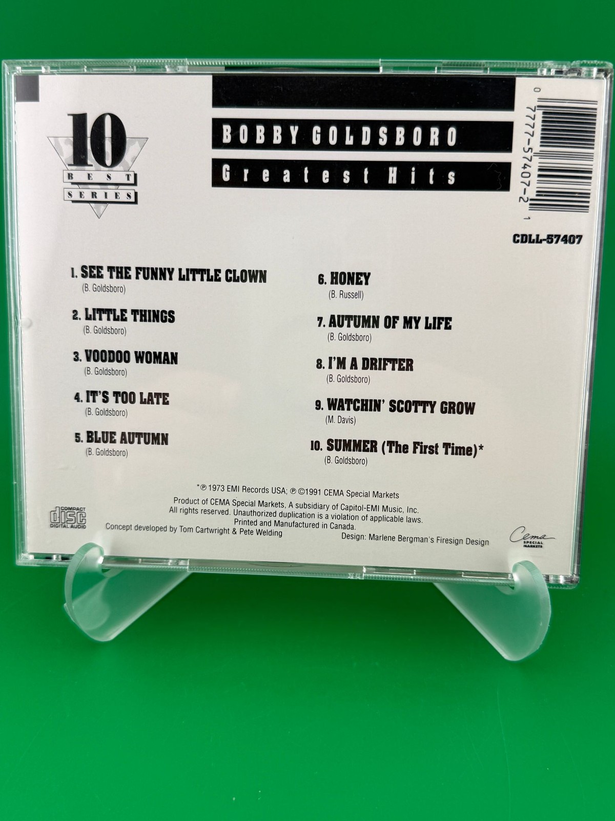 Bobby Goldsboro Greatest Hits CD 10 Best Series 1991 - Ships Fast