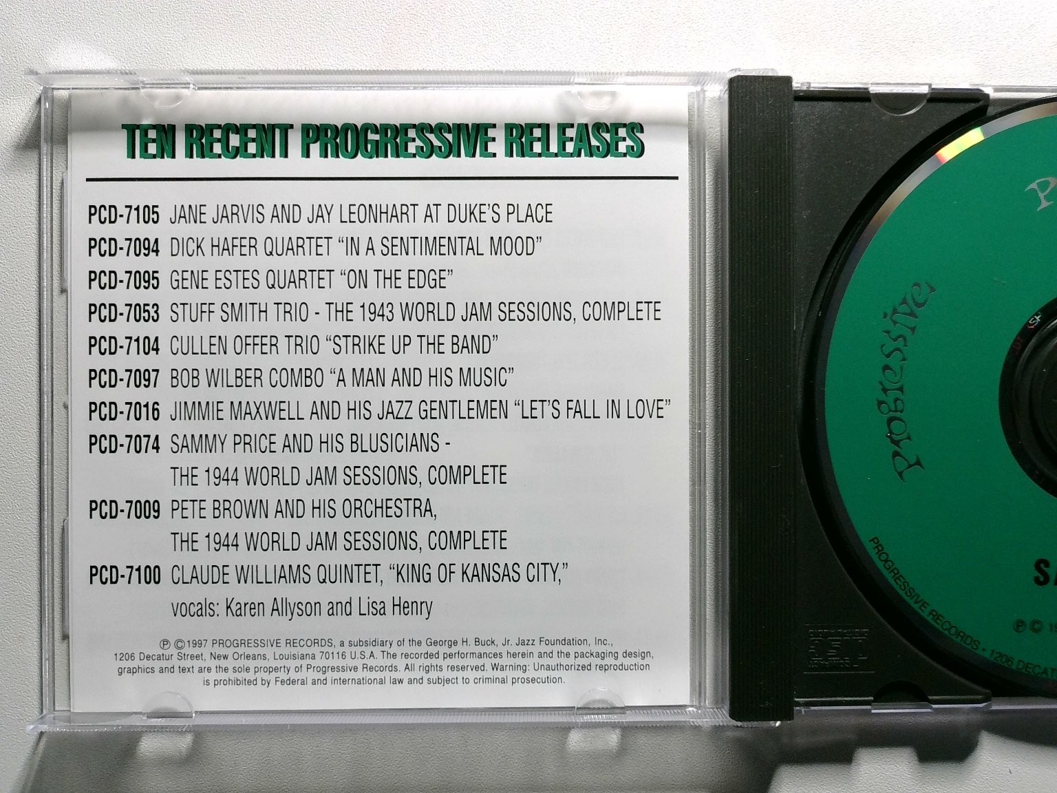 Progressive Records Sampler CD 1997 Jazz Compilation PSCD-1