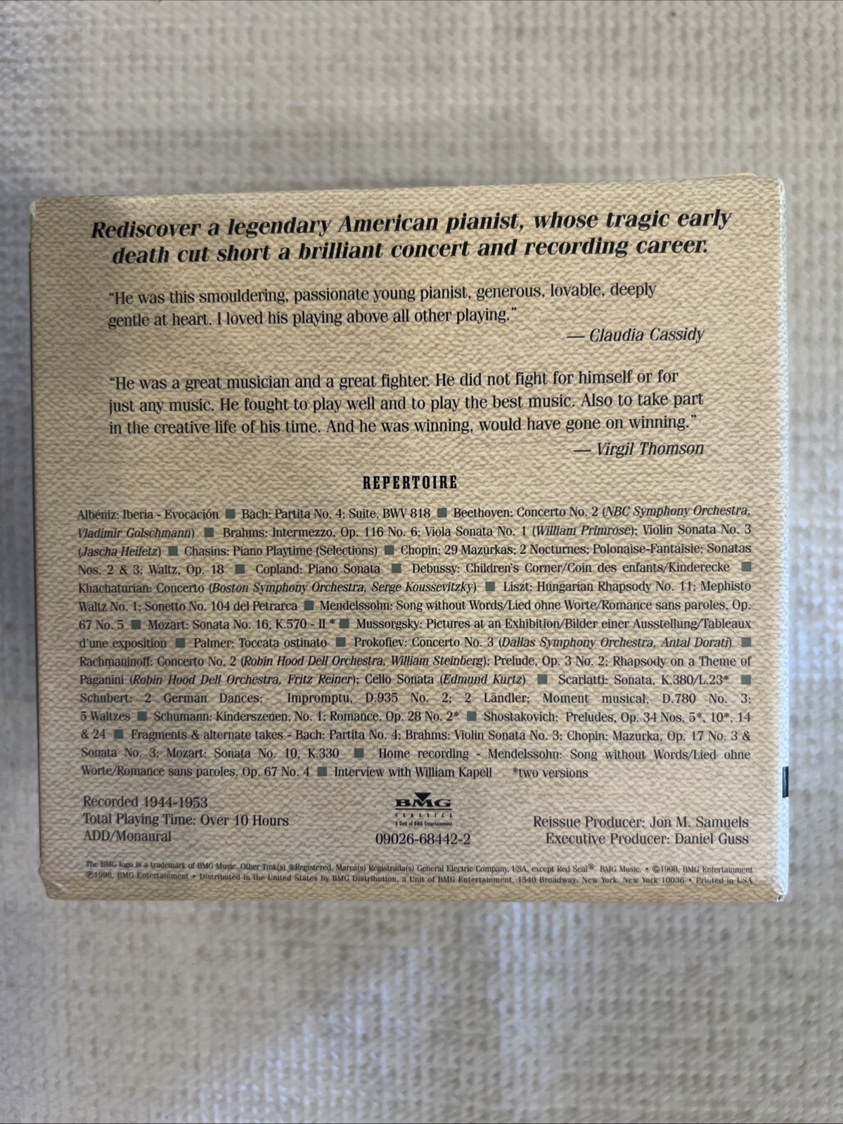 William Kapell Edition 9x CD Box Set RCA Red Seal 1998 Remastered With Booklet.