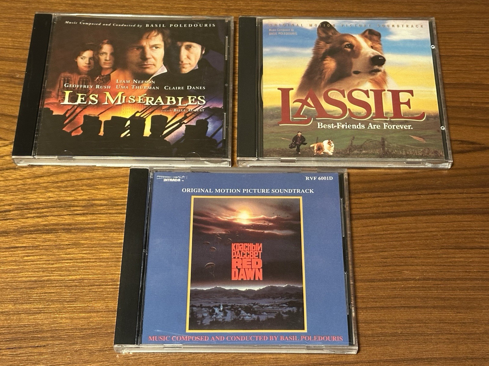 Basil Poledouris Film Score Soundtrack CD Lot - Red Dawn Les Miserables & Lassie