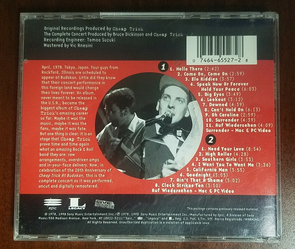 Cheap Trick At Budokan The Complete Concert Sony Legacy Audio CD 1998 REMASTERED