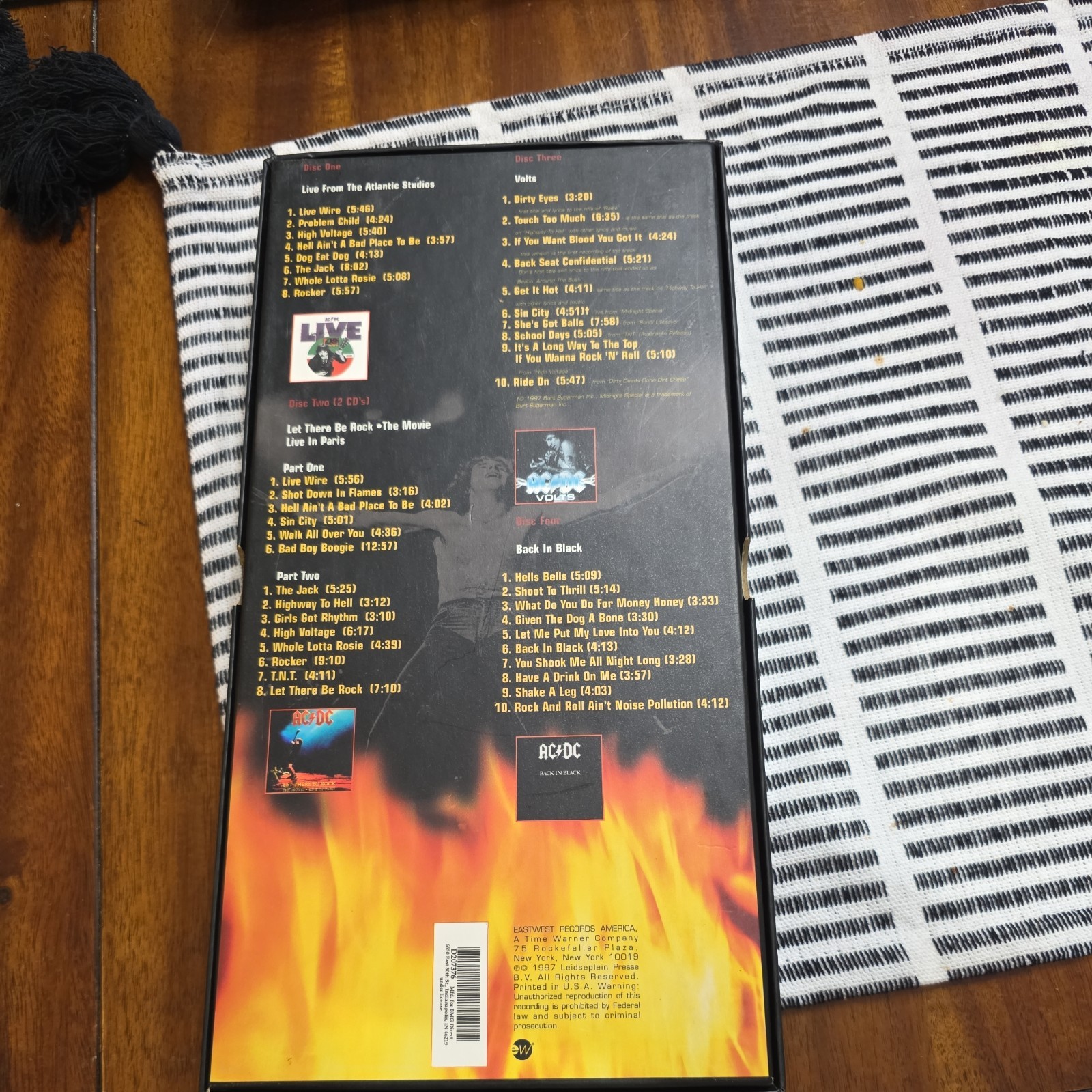 AC/DC Bonfire CD Box Set 4-Disc 1997 with Booklet, Poster, and Sticker. Black