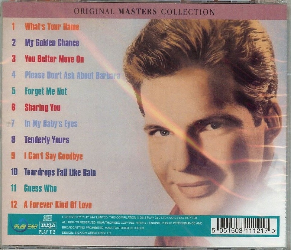 BOBBY VEE - RECORDING SESSION - ORIGINAL MASTERS COLLECTION - CD - NEW