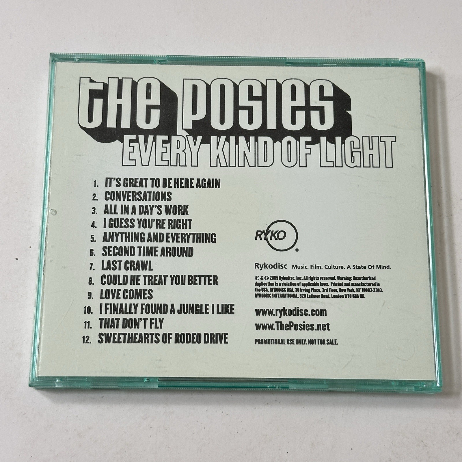 The Posies - Every Kind Of Light (CD, 2005, Rykodisc) Rare Promo Advance, Teal