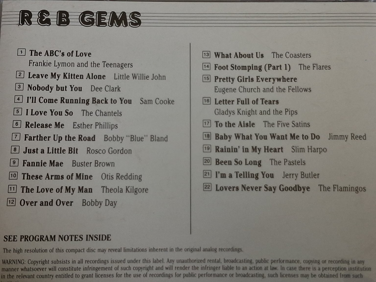 Various Artists – R&B GEMS CD 1991 Digital Remaster Soul Doo-Wop Time Life