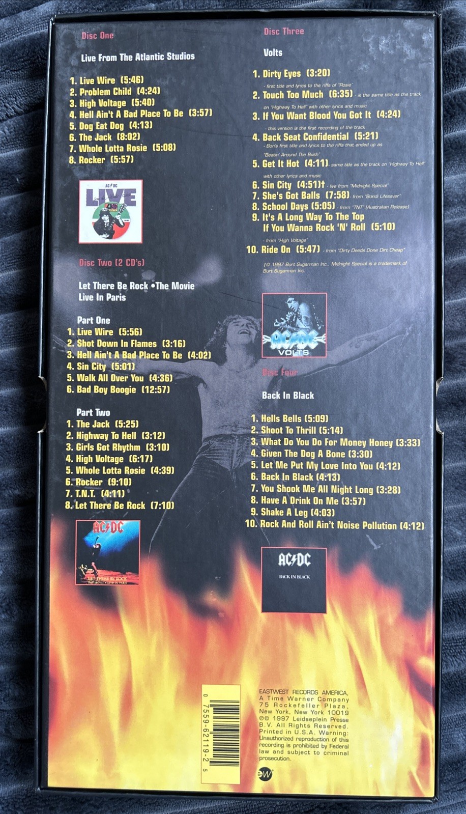 AC DC BONFIRE Box Set 5 CDs Poster Guitar Pick Booklet, no Keychain