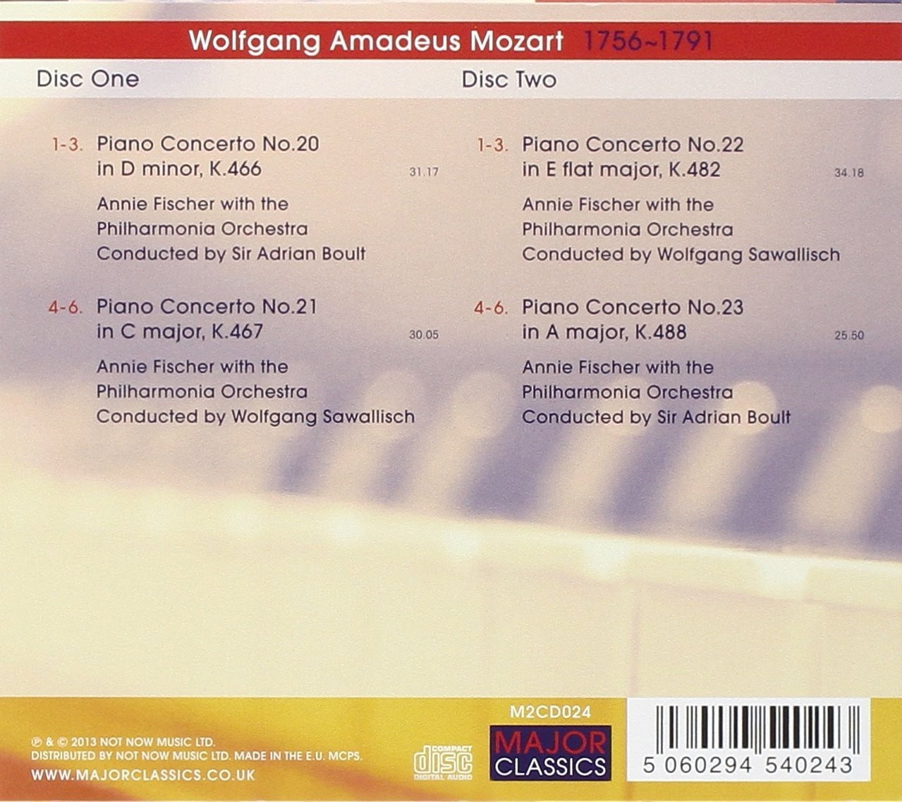 Annie Fischer, Philharmonia Orchestra – Mozart: Favorite Piano Concertos 2 CD