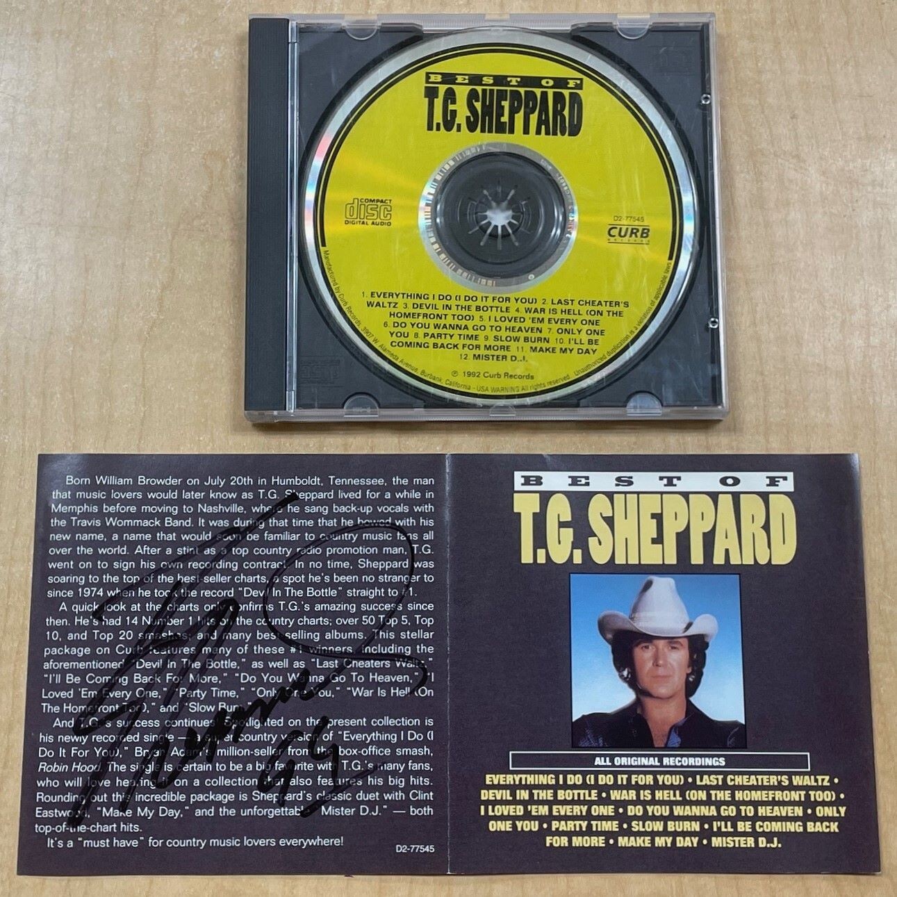 T.G. SHEPPARD - Best Of CD 1992 Curb Records D2-77545 Out Of Print SIGNED