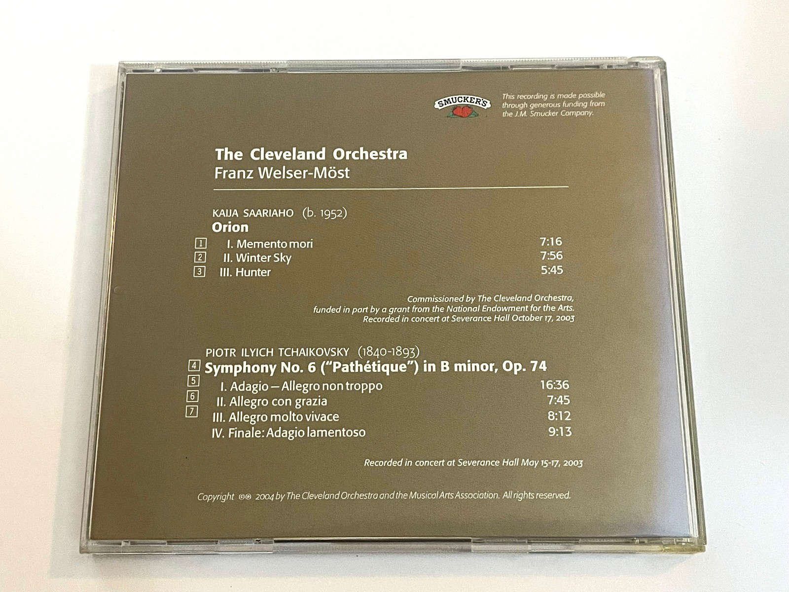The Cleveland Orchestra : Saariaho - Orion / Tchaikovsky - Symphony 6 (CD 2004)