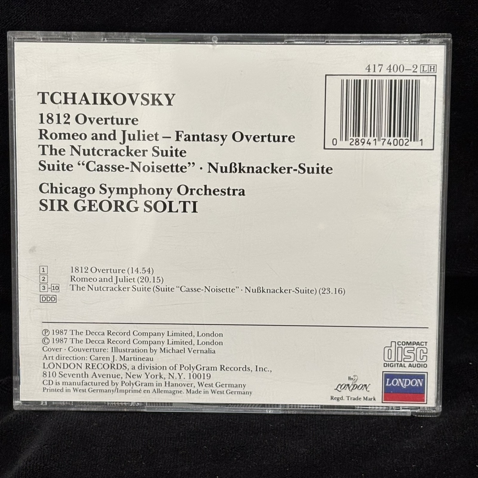 TCHAIKOVSKY 1812, Romeo, Nutcracker SOLTI LONDON SOLID SILVER CD 1987 germany...