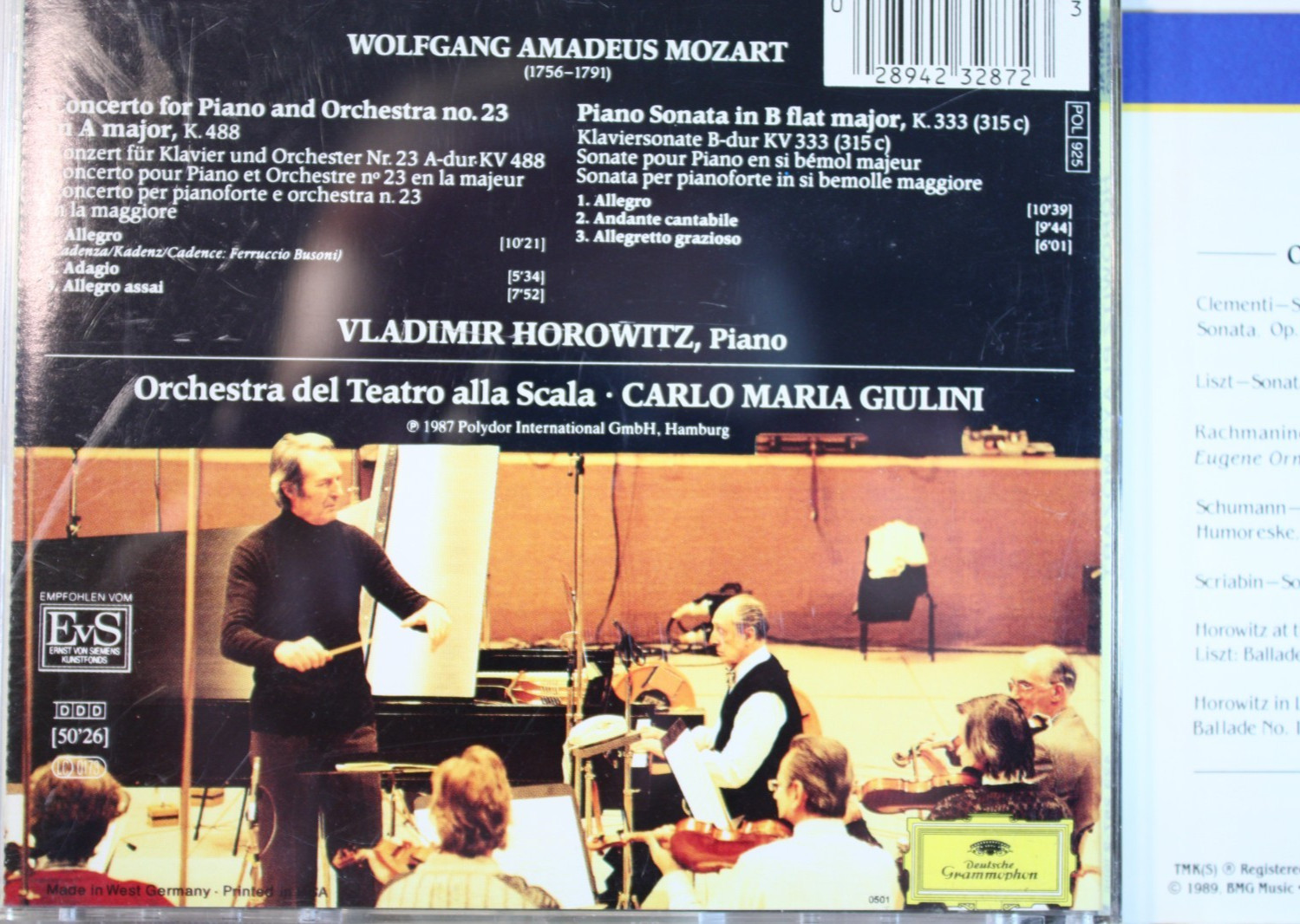 LOT OF 2 CDs "HOROWITZ PLAYS MOZART (&) ...PLAYS RACHMANINOFF" (CDs) VG Cond