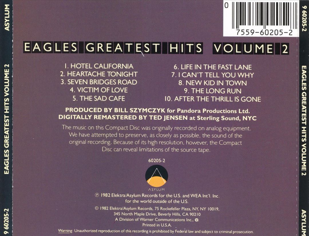 EAGLES - GREATEST HITS, VOL. 2 NEW CD