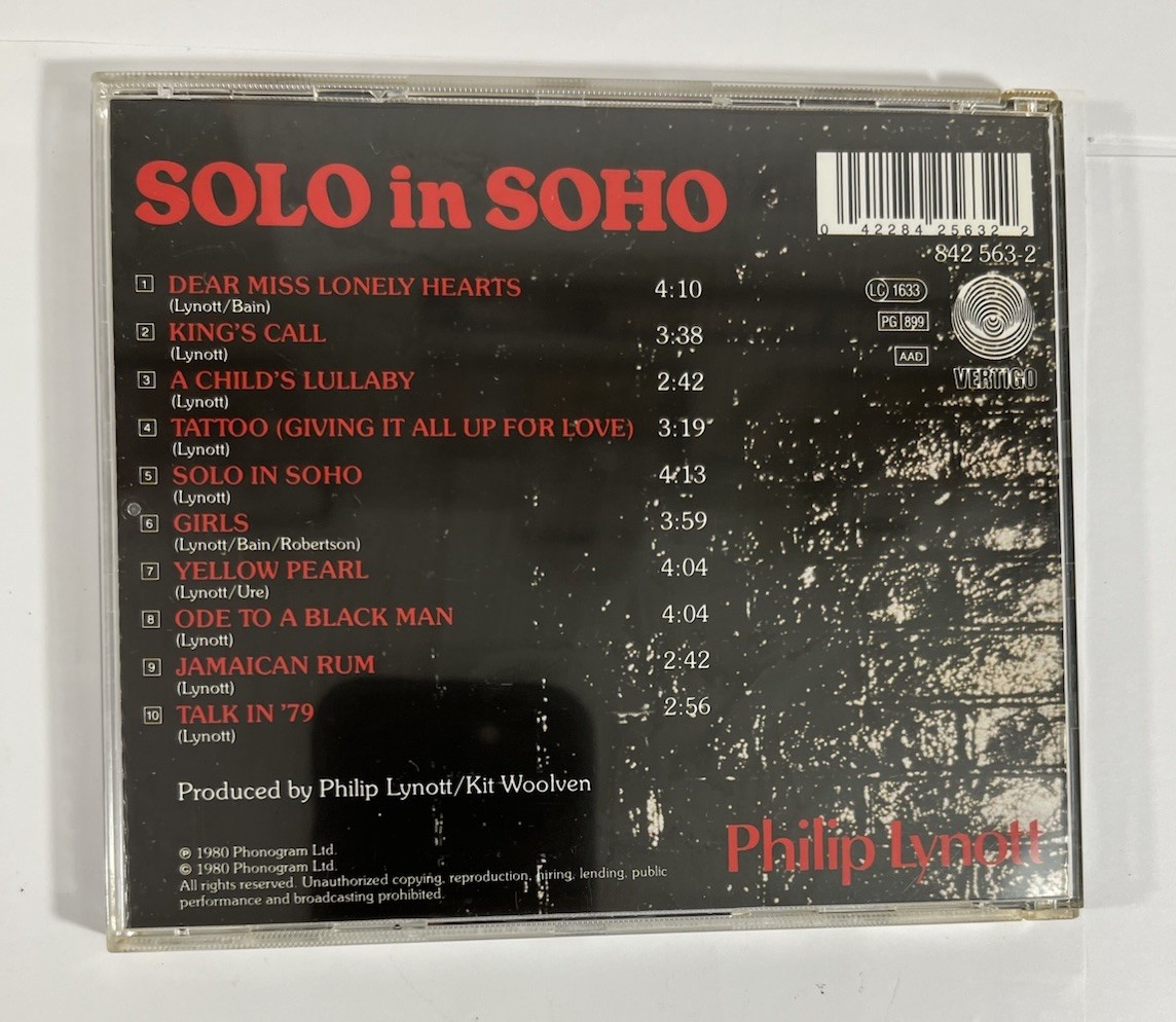 Philip Lynott - Solo in Soho CD 1990 Vertigo Import Original Thin Lizzy OOP RARE