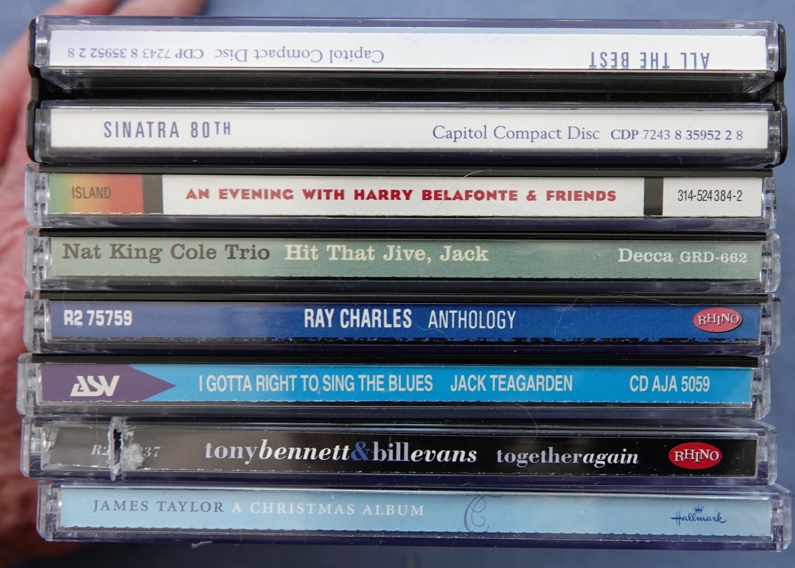 LOT OF 7 CD ALBUMS MALE VOCALS IN JEWEL CASES (8-DISCS) SINATRA, TAYLOR, COLE +