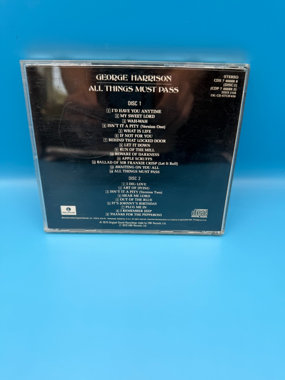 George Harrison All Things Must Pass 2CD Set CDP 7 46689 2 Capitol 1987 USA VG+