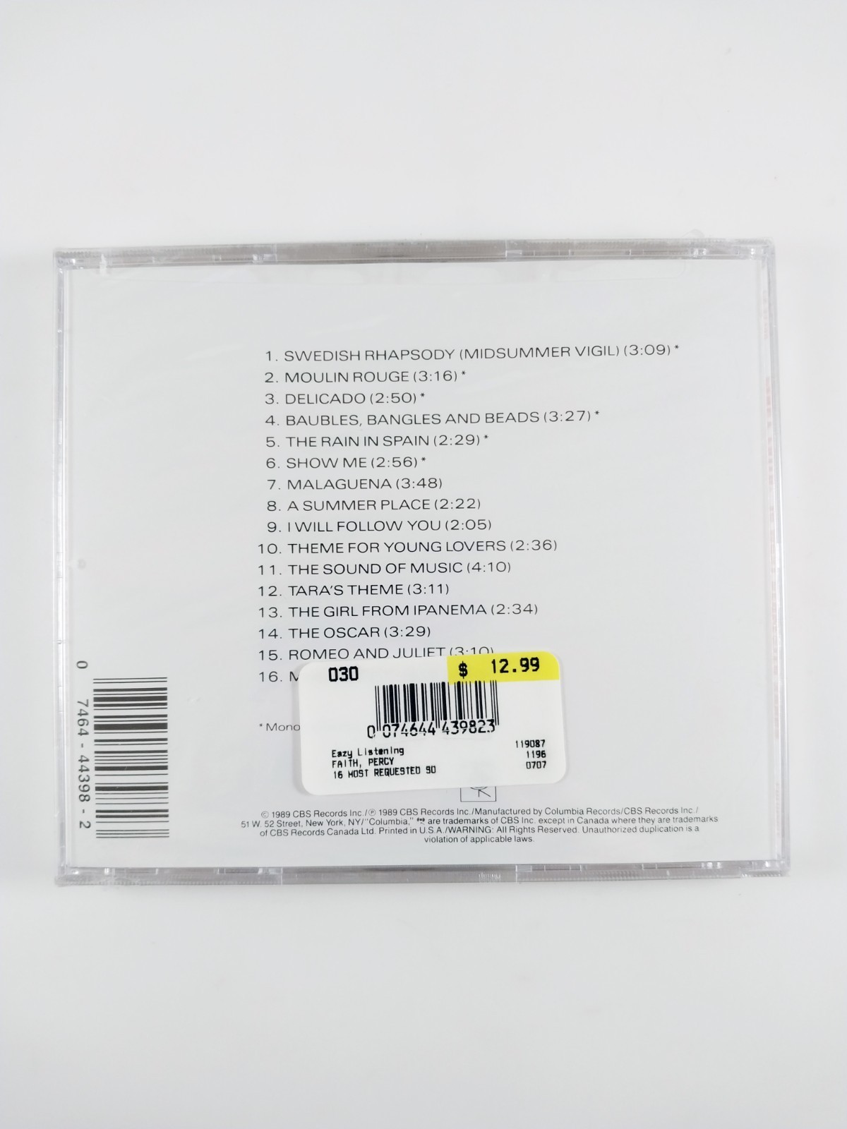 Percy Faith – 16 Most Requested Songs (CD, 1989) Reissue – CK 44398 – Sealed