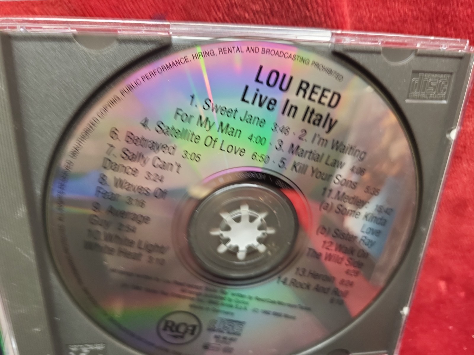 Lou Reed - Live in Italy (CD, 1992, RCA) ND 90607