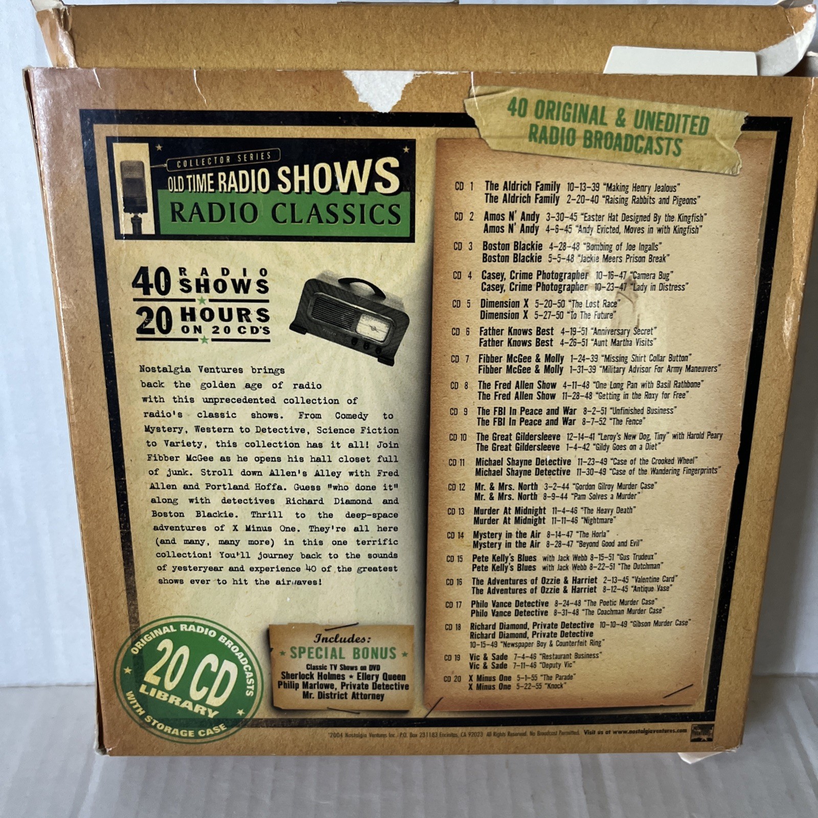 Lot Old Time Radio Shows Collector Series Fibber McGee & Radio Classics (40 CDs)