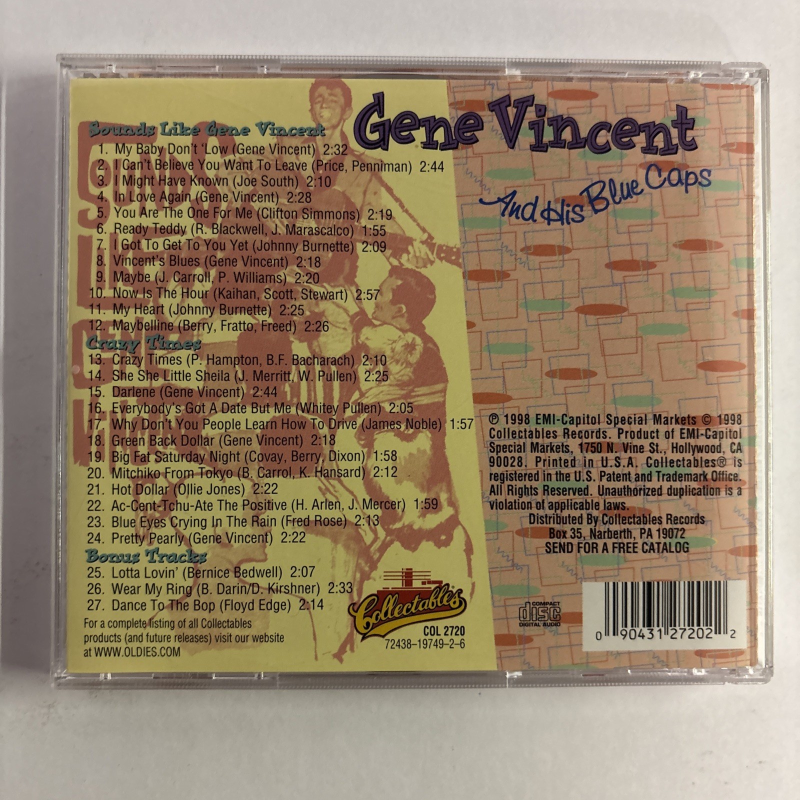 Gene Vincent Sounds Like Gene Vincent / Crazy Times CD Collectables 1998