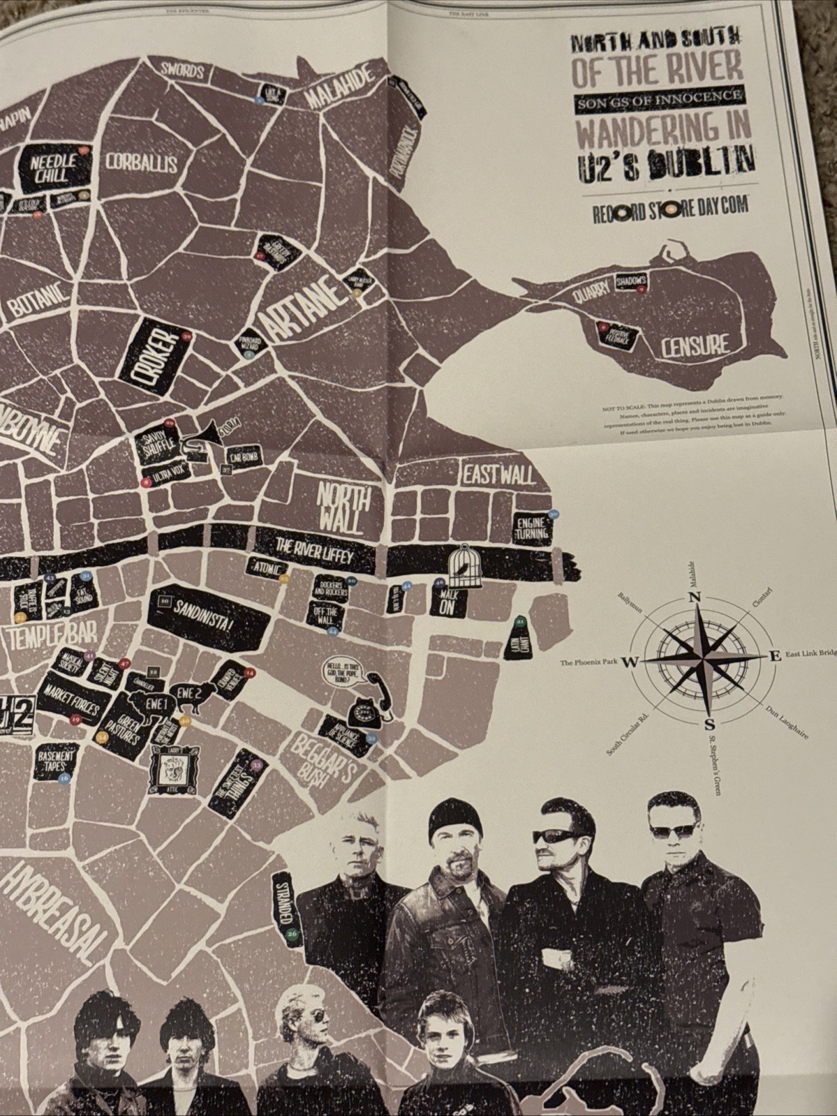 U2 Wandering In U2's Dublin 2013 poster for Record Store Day Bono Edge Adam
