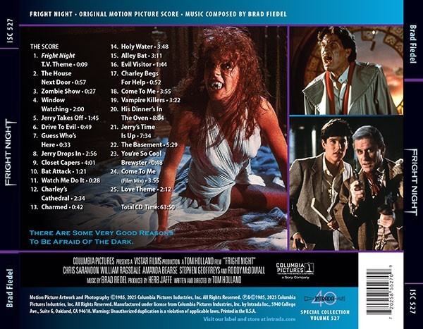 Fright Night Original Motion Picture Score Brad Fiedel Limited 2025 CD release
