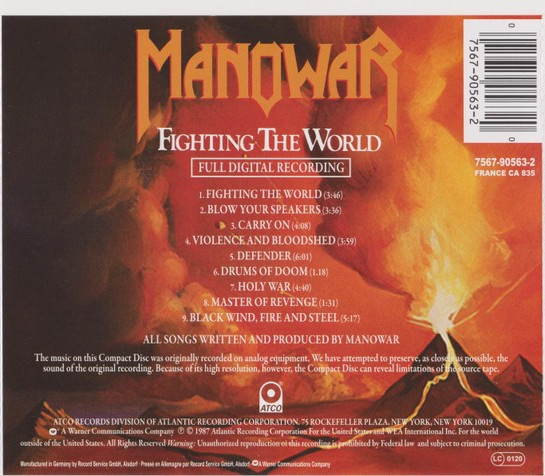 CD MANOWAR " Fighting The World " in Mint Condition [Germany]
