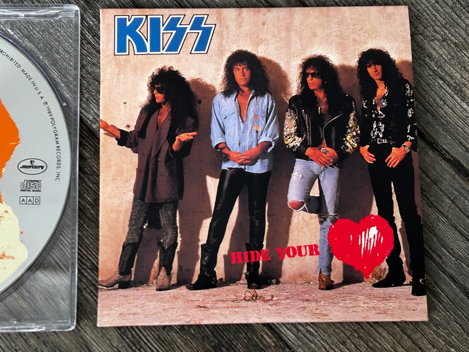 KISS CD Hide Your Heart Single Cardboard Sleeve USA Hot In The Shade 1989 Carr