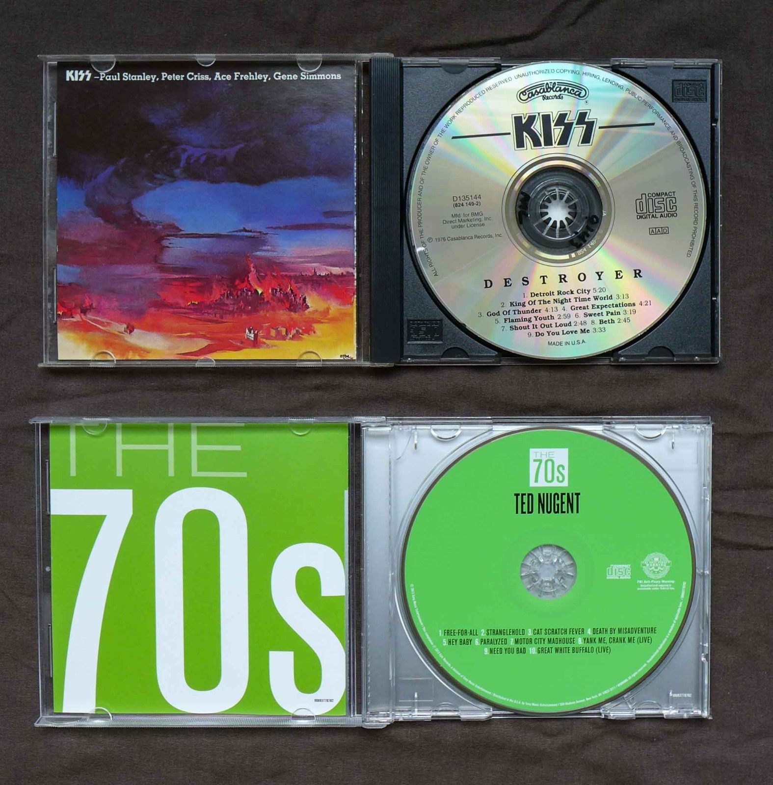 AC/DC (Back In Black, Live, Dirty Deeds) - Kiss (Destroyer) - Ted Nugent CD's